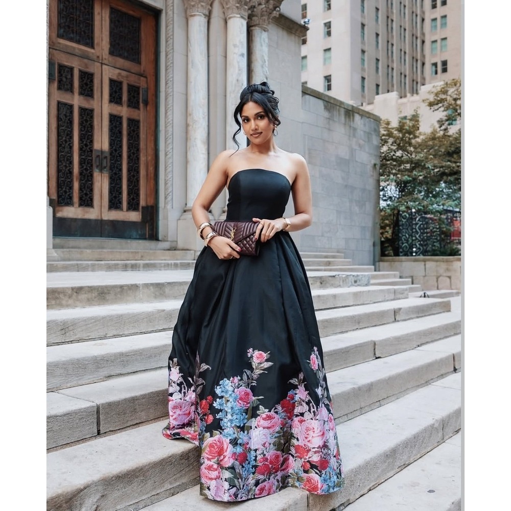 NEW Mac Duggal Black Strapless Floral Brocade Ballgown $798 -‎ Size 4 - Picture 2 of 14